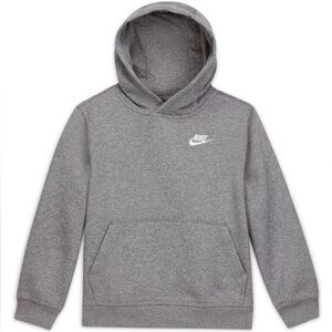 Kids Nike Unisex Club Fleece Pullover Hoodie Heather Gray Size Medium